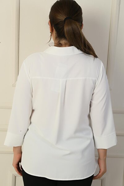 By Saygı بلوزة بجيب وياقة بولو وأكمام ربع - B.B.