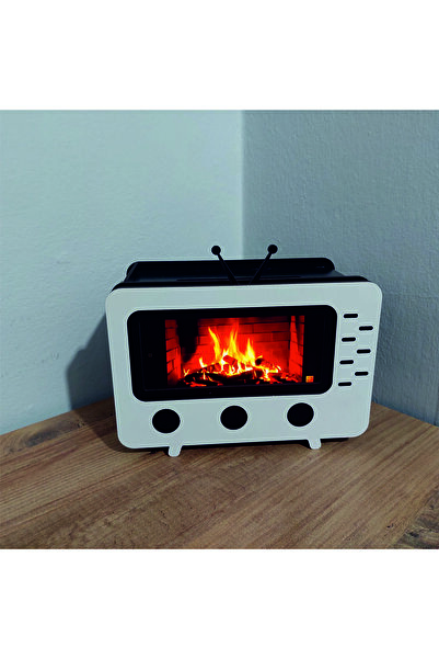 şamaksesuar Ahşap Masaüstü Telefon Standı & Peçetelik Kutu TV Şeklinde Siyah & Beyaz ( 22 X 16 CM )