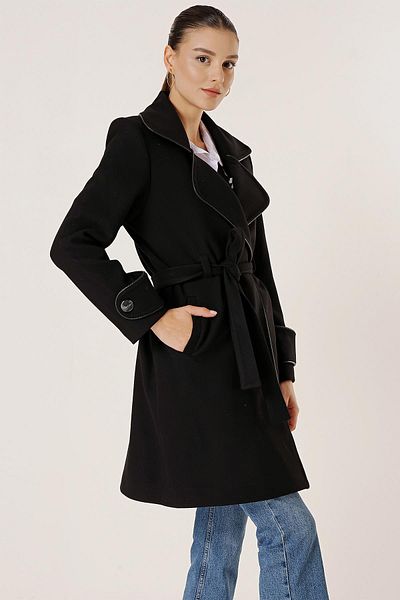 By Saygı Side Pocket, Lined Inside, Piping Imported Stash Coat