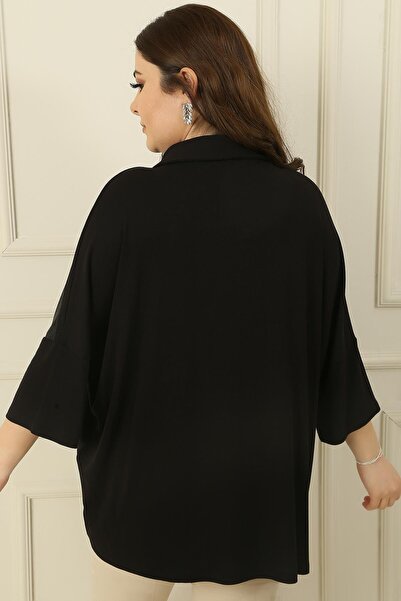 By Saygı Δερμάτινη γαρνιρισμένη μπλούζα φράουλα με μανίκι με κουμπιά μονής τσέπης