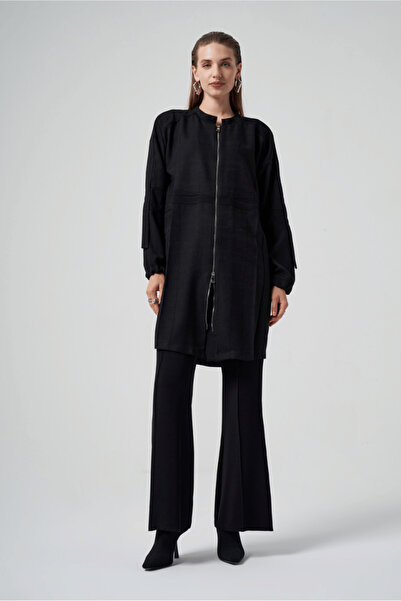 MissWhence Mevsimlik Fermuarlı Gömlek Kap Siyah 36407