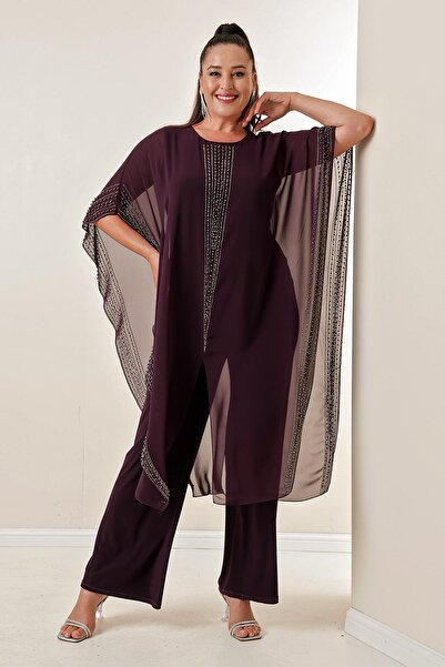 By Saygı Chiffon Lycra B.B. with Stone Bead Detail on Top Overalls