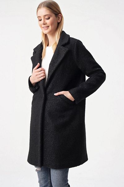 By Saygı Einknopf gefütterter Boucle-Mantel mit Taschen