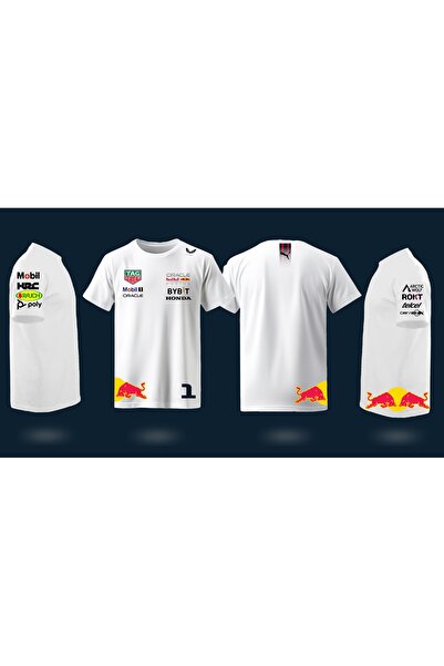 niceworkbynicehands FORMULA 1 2025 SPONSOR TASARIMLI BASKILI BEYAZ T-SHIRT TİŞÖRT