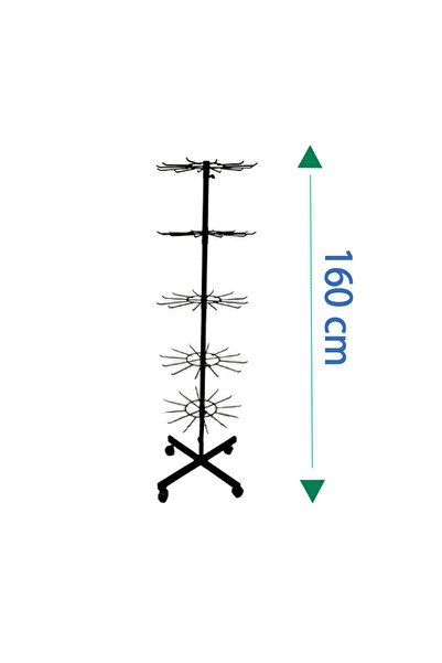 GRİDEKOR 5 Katlı Tekerlekli, 12 Kancalı Bijuteri Standı, Aksesuar Standı, Tes...