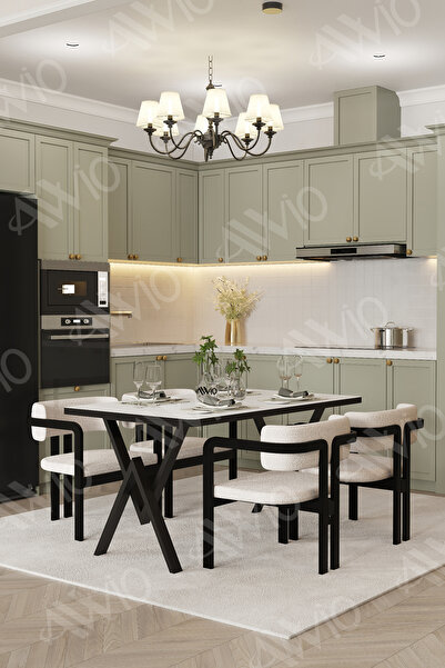 AVVİO Aria Tokyo Demonte Sandalye 80x120 Yemek Masası Mutfak Masası Salon Mas...