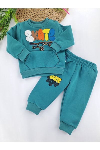 Butik Premium Skateboard Printed Tracksuit Set for Baby Boy/Child - 3 Thread Raster, Fleece