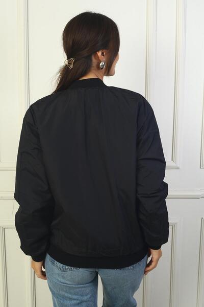 By Saygı Zippered Round Collar and Sleeve Pocket Jacket