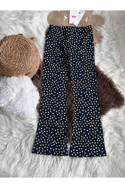 Colorstories Girl's Blue Geometric Pattern Spanish Leg Leggings