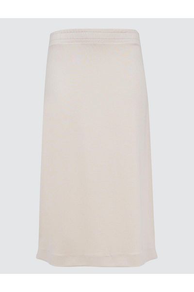 Jimmy Key Bézs Normal Waist Basic kényelmes Midi szoknya