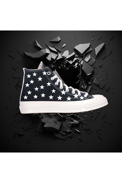 LİASSHOES adidași copii din in negru cu imprimeu stele