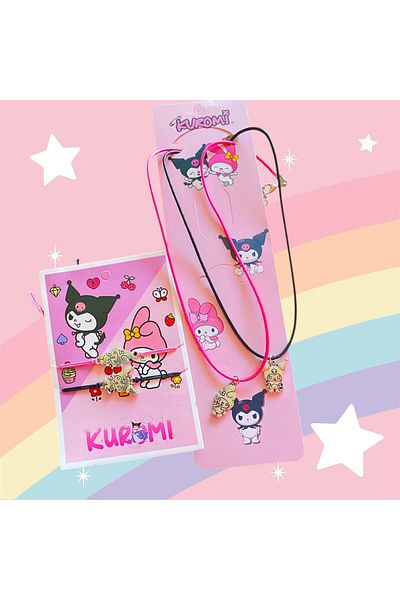 bijoux uniques Kuromi.Melody Friendship Necklace Bracelet 4 Piece Set