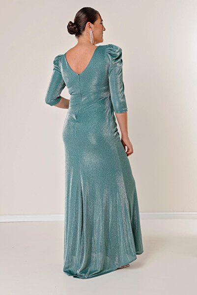 By Saygı Μακρυό φόρεμα τριών τετάρτων μανίκι, με φόδρα μπροστά, Glittery Plus Size