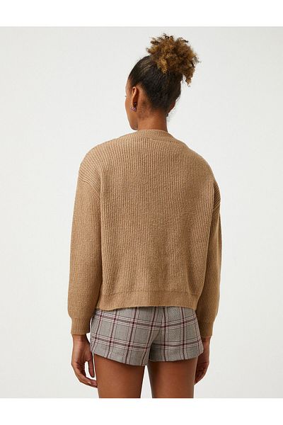 Koton Long Sleeve V-Neck Knitted Sweater