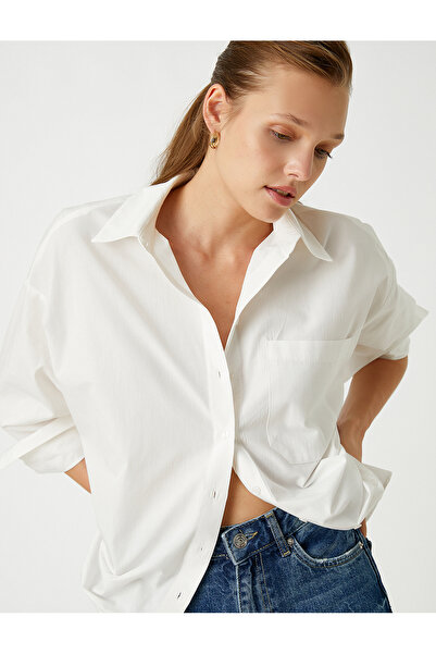 Koton Cămașă de îmbrăcăminte pentru femei 3WAK60005PW alb murdar