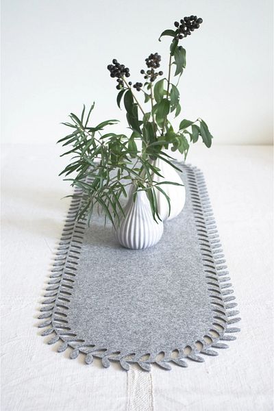 EVYA Τραπεζαρία 40x110 cm Felt White Leaf Model - American Service