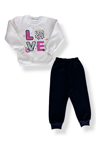 VALERY Love 3 Yarn Winter Children's Tracksuit Set with Shadon and Fleece Inside