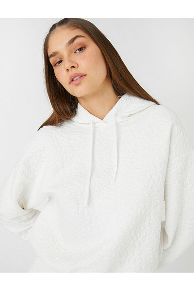 Koton Hooded Sweatshirt Textured Long Sleeve Elastic Waist