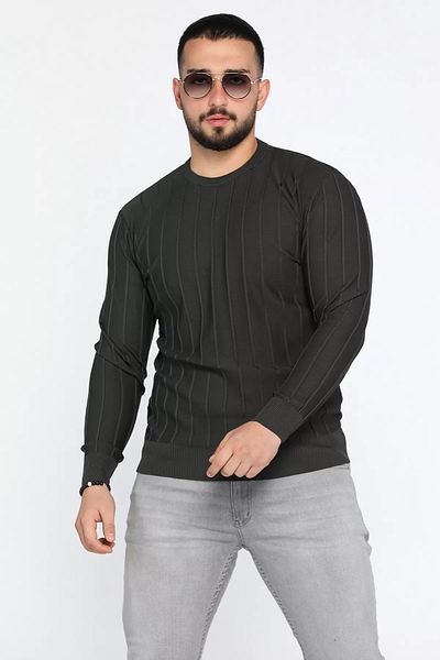 MİSHAR İTALİA Ανδρικό πλεκτό πουλόβερ Dark Smoke Crew Neck