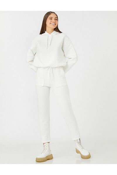 Koton Hooded Sweatshirt Textured Long Sleeve Elastic Waist