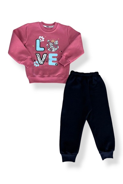 VALERY Love 3 Yarn Winter Children's Tracksuit Set with Shadon and Fleece Inside