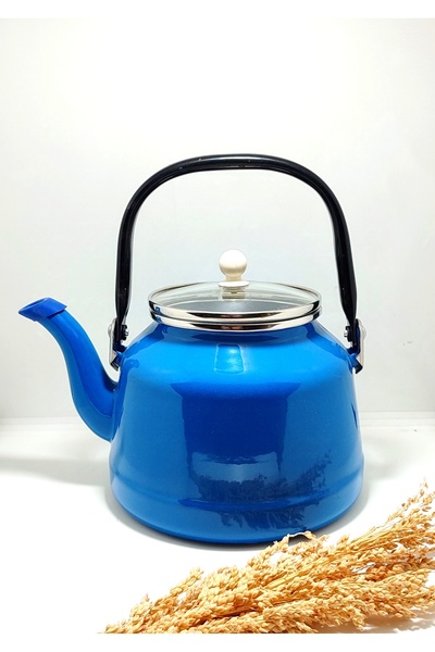 EBRULİEMAYE Emaye Mavi Demlik Vintage Retro Demlik 2,5 lt