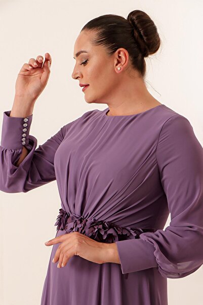 By Saygı Φόρεμα μακρύ σιφόν με φλοράλ λεπτομέρεια στη μέση