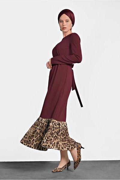 Alvina Leopard Patterned Dress with Birds 40272