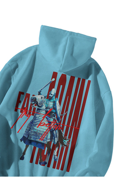 Stadium Unisex Bebe Mavisi Good or Bad Mens Baskılı Oversize Kapüşonlu Kanguru Cepli Sweatshirt Hoodie