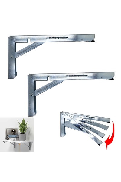 MR.BRACKET 40cm Zinc 1-Set - Foldable Desk Console & Wall Mounted - L Shelf Leg