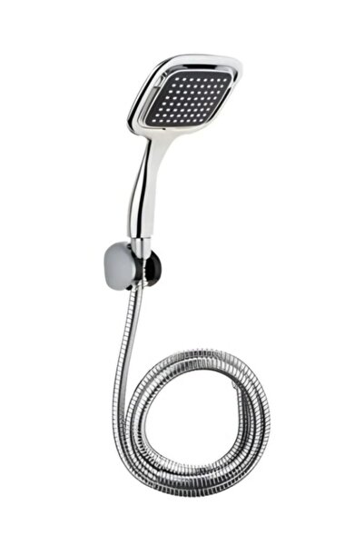 LarinHome Siyah Kare Banyo Duş Seti Hortum Mafsal Ve Başlık Set