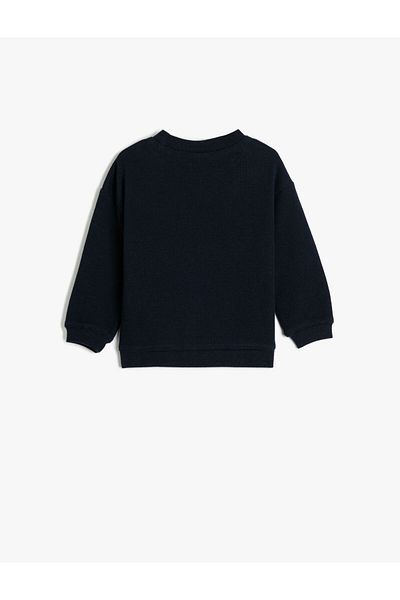 Koton Sweatshirt Dinosaur Printed Crew Neck Long Sleeve Textured Cotton