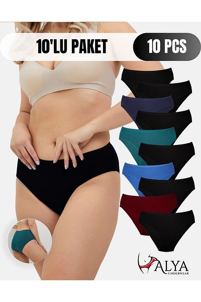 ALYA UNDERWEAR Colorful Cotton Hipster Slip Panties - Pack of 10