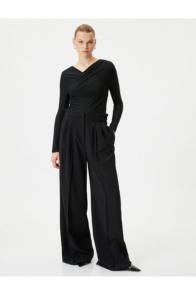 Koton Long Sleeve T-Shirt Wrap V Neck