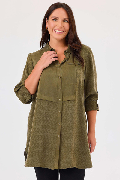 Gala-Xi سترة Galaxi 4006 كاكي - رقبة قميص، أزرار، مقاس كبير