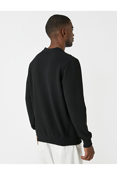 Koton Základní texturovaný svetr s výstřihem