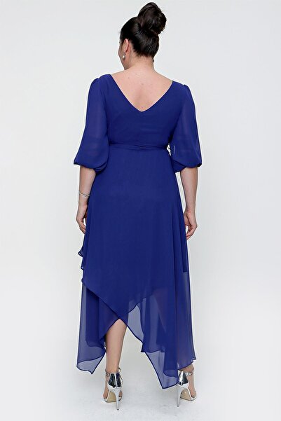 By Saygı Φόρεμα μακρύ σιφόν με διπλό στήθος με μπαλόνι