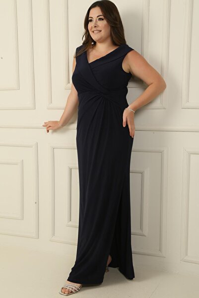 By Saygı Μακρύ Φόρεμα Lycra - Διπλό γιακά και Λεπτομέρεια κόμπων