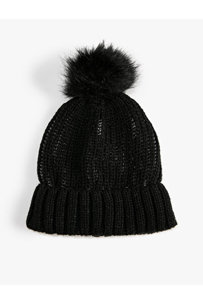 Koton Λούτρινο Pompom Πλεκτό Beanie Elastic