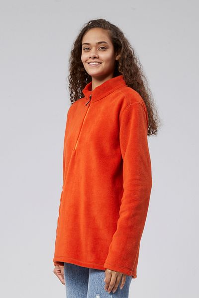 M MOONCOVER Standard Fit Relaxed Cut Cold-Proof Stand Collar Fleece Sweatshirt