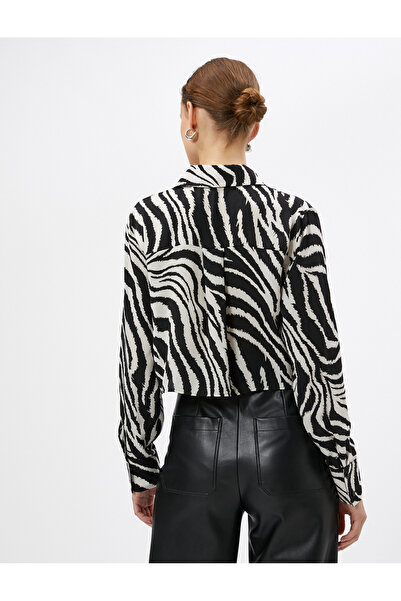 Koton Košile s dlouhým rukávem se vzorem Zebra s detailem kapes a skrytými knoflíky