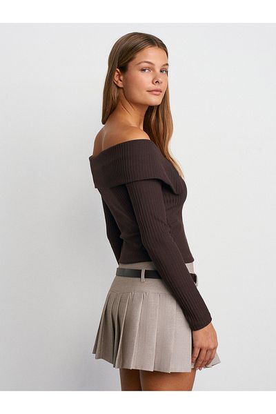 Dilvin 31269 Off Shoulder Button Ball-Dark Brown