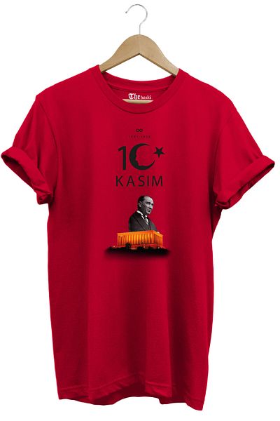 The Baski 10 November Ataturk Anıtkabir Turkish Flag Printed 100% Cotton Red T-Shirt
