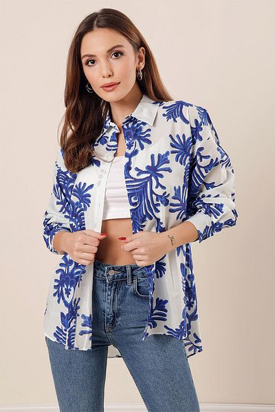 By Saygı Patterned Oversize Shirt