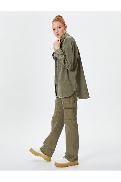 Koton Oversize Shirt Jacket Pocket Detailed Buttoned