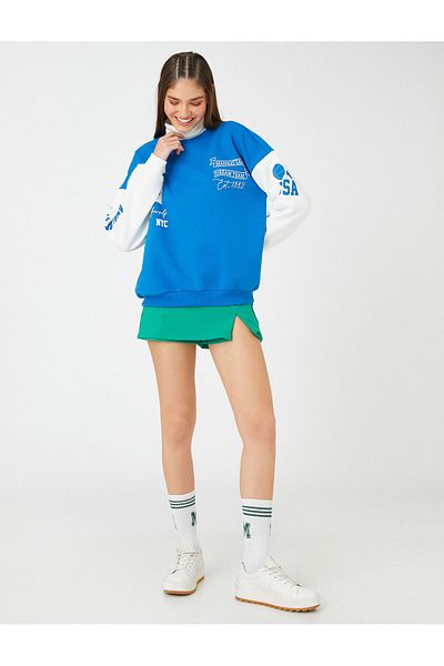 Koton College Sweatshirt Printed Long Sleeve Crew Neck With Fleece Inside