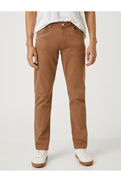 Koton Basic Woven Trousers with Button Detail, 5 Pockets