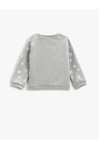 Koton New Year's Themed Sweat with Pocket Detail and Ribbon