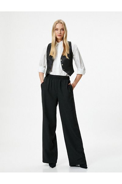 Koton Şahika Ercümen - Wide Leg and Elastic Waist Trousers
