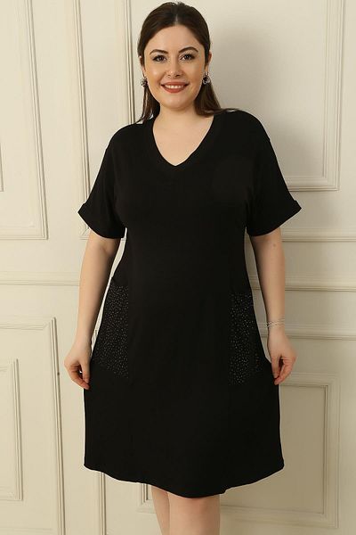 By Saygı Rochie din vâscoză cu decolteu în V cu bijuterii